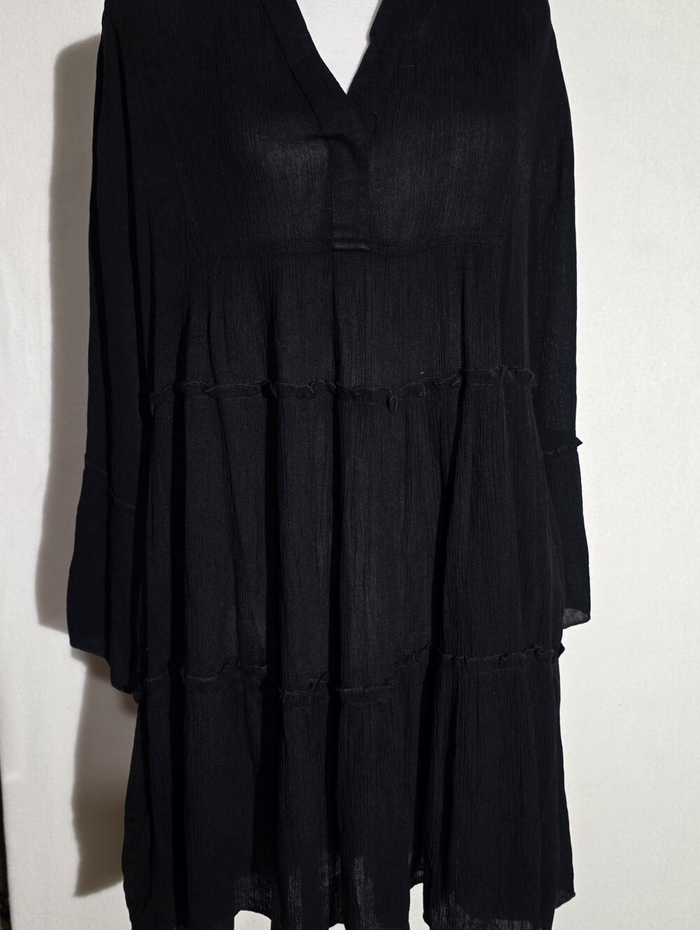 Sensea Black Tiered Babydoll Tunic Dress Size S NWT Boho Cottagecore - Picture 9 of 10